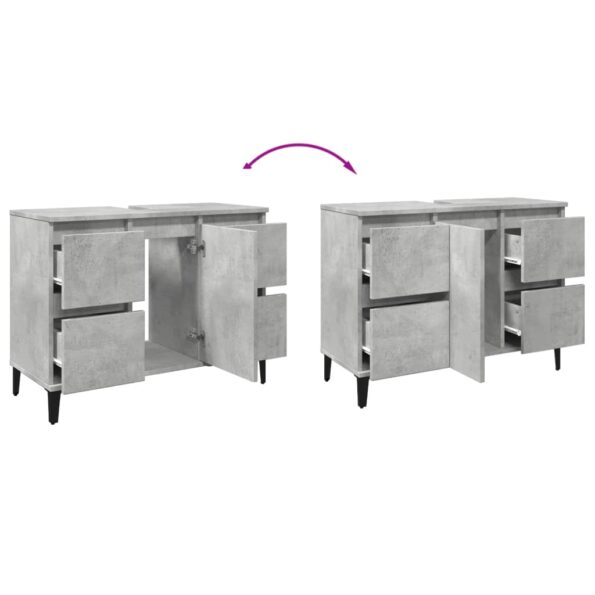 vidaXL Umývadlová skrinka betónová sivá 80x33x60 cm kompozitné drevo – Obrázok 8