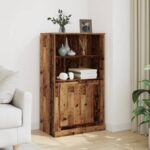 vidaXL Vysoká skrinka staré drevo 60x35,5x103,5 cm kompozitné drevo