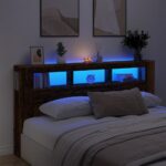 vidaXL LED čelo postele staré drevo 200x18,5x103,5 cm kompozitné drevo