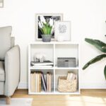 vidaXL Deliaca stena Knižnica biela 69,5x29x69,5 cm, umelé drevo – Obrázok 3