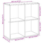 vidaXL Deliaca stena Knižnica biela 69,5x29x69,5 cm, umelé drevo – Obrázok 11