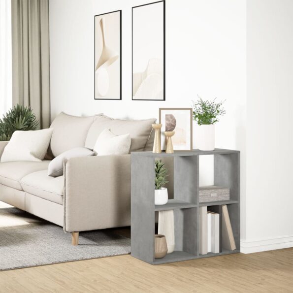 vidaXL Rozdeľovacia knižnica betónovosivá 69,5x29x69,5 cm kompoz.drevo – Obrázok 4