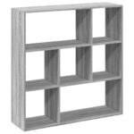 vidaXL Rozdeľovacia knižnica sivá sonoma 102x29x103,5 cm kompoz.drevo – Obrázok 7