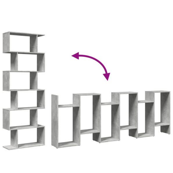 vidaXL Rozdeľovacia knižnica 6-posch.betónová 70x24x193cm kompoz.drevo – Obrázok 8