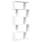 vidaXL Knižnica s 5 úrovňami, biela, 70x24x161 cm, z umelého dreva – Obrázok 2