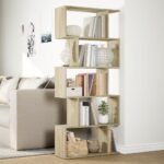 vidaXL Rozdeľovacia knižnica 5-posch.dub sonoma 70x24x161cm komp.drevo – Obrázok 4