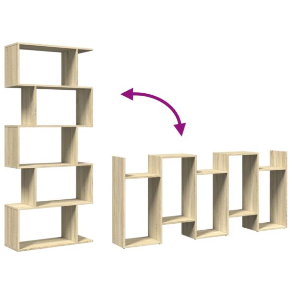 vidaXL Rozdeľovacia knižnica 5-posch.dub sonoma 70x24x161cm komp.drevo – Obrázok 8