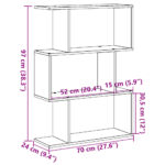 vidaXL Rozdeľovacia knižnica 3-posch.betónová 70x24x97cm kompoz. drevo – Obrázok 11