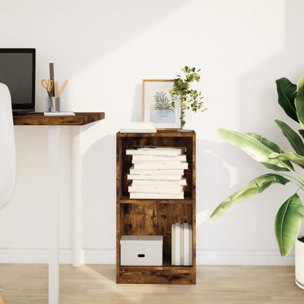 vidaXL Knižnica dymový dub 40x24x76 cm kompozitné drevo – Obrázok 3