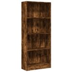 vidaXL Knižnica dymový dub 60x24x143 cm kompozitné drevo – Obrázok 2
