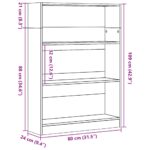 vidaXL Knižnica betónová sivá 80x24x109 cm kompozitné drevo – Obrázok 9