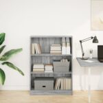 vidaXL Knižnica sivá sonoma 80x24x109 cm kompozitné drevo – Obrázok 3