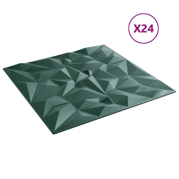 vidaXL Nástenné panely 24 ks, zelené 50x50 cm, XPS 6 m² ametyst – Obrázok 4