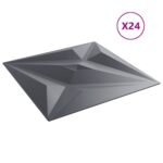 vidaXL Nástenné panely 24 ks, sivé 50x50 cm, XPS 6 m² hviezda – Obrázok 4