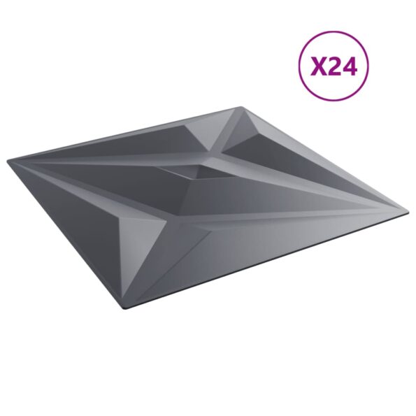 vidaXL Nástenné panely 24 ks, sivé 50x50 cm, XPS 6 m² hviezda – Obrázok 4