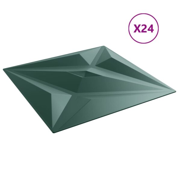 vidaXL Nástenné panely 24 ks, zelené 50x50 cm, XPS 6 m² hviezda – Obrázok 4