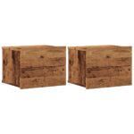 vidaXL Nástenné nočné stolíky 2 ks staré drevo 40x32x30 cm – Obrázok 2