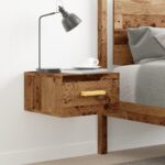 vidaXL Nástenný nočný stolík staré drevo 35x35x20 cm – Obrázok 3