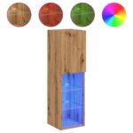vidaXL TV skrinky s LED svetlami 2 ks dub artisan 30,5x30x102 cm – Obrázok 2