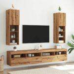vidaXL TV skrinky s LED svetlami 2 ks dub artisan 30,5x30x102 cm – Obrázok 4