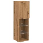 vidaXL TV skrinky s LED svetlami 2 ks dub artisan 30,5x30x102 cm – Obrázok 6