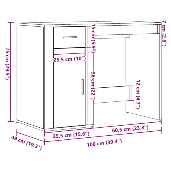 vidaXL Stôl dub artisan 100x49x75 cm kompozitné drevo – Obrázok 11