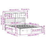 vidaXL Posteľ s knižnicou bez matraca 140x200 cm borovicový masív – Obrázok 11