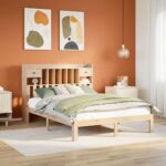 vidaXL Posteľ s knižnicou bez matraca 140x200 cm borovicový masív