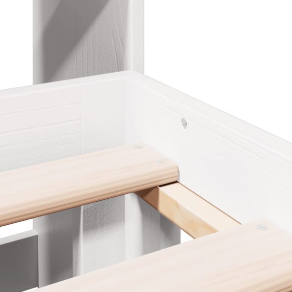 vidaXL Posteľ s knižnicou bez matraca biela 140x200cm borovicový masív – Obrázok 9