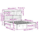 vidaXL Posteľ s knižnicou bez matraca 160x200 cm borovicový masív – Obrázok 11