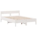 vidaXL Posteľ s knižnicou bez matraca biela 140x190cm borovicový masív – Obrázok 8