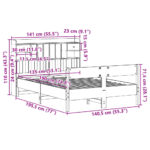 vidaXL Posteľ s knižnicou bez matraca biela 135x190cm borovicový masív – Obrázok 11