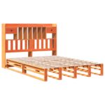 vidaXL Posteľ s knižnicou bez matraca vosková 140x200 cm borovica – Obrázok 3