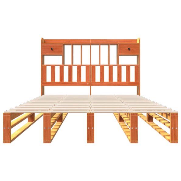 vidaXL Posteľ s knižnicou bez matraca vosková 140x200 cm borovica – Obrázok 4