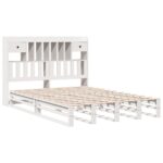 vidaXL Posteľ s knižnicou bez matraca biela 150x200cm borovicový masív – Obrázok 3