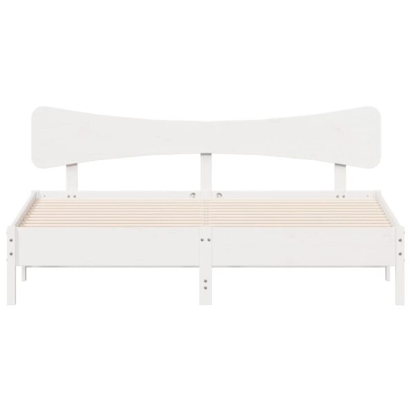 vidaXL Posteľ bez matraca biela 160x200 cm masívna borovica – Obrázok 4