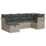 vidaXL 6-dielna záhradná sedacia súprava s podložkami svetlosivá – Obrázok 2