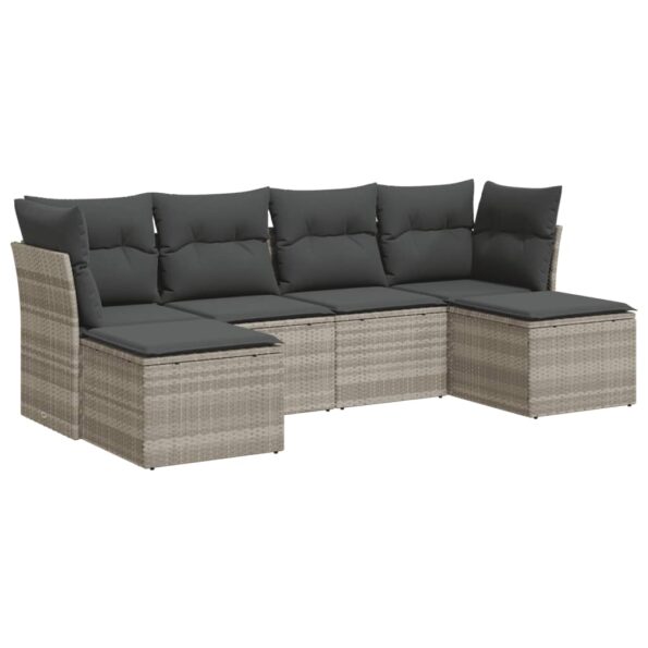 vidaXL 6-dielna záhradná sedacia súprava s podložkami svetlosivá – Obrázok 2