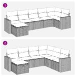 vidaXL 7-dielna záhradná súprava pohoviek s vankúšmi svetlosivá – Obrázok 7
