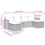 vidaXL 6-dielna záhradná sedacia súprava s vankúšmi hnedá polyratanová – Obrázok 12