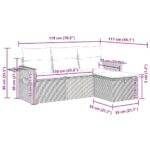 vidaXL 4-dielna záhradná súprava pohoviek s vankúšmi béžová polyratan – Obrázok 12