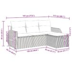 vidaXL 4-dielna záhradná sedacia súprava s podložkami čierna polyratan – Obrázok 11