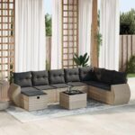 vidaXL 9-dielna záhradná súprava pohoviek s vankúšmi svetlosivá