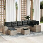 vidaXL 8-dielna záhradná súprava pohoviek s vankúšmi svetlosivá