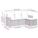 vidaXL 4-dielna záhradná súprava pohoviek s vankúšmi béžová polyratan – Obrázok 12