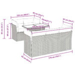 vidaXL 6-dielna záhradná sedacia súprava s podložkami polyratan sivá – Obrázok 11