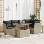 vidaXL 6-dielna záhradná sedacia súprava s podložkami svetlosivá