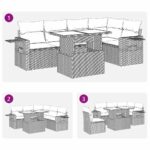 vidaXL 6-dielna záhradná sedacia súprava s vankúšmi hnedá polyratanová – Obrázok 12