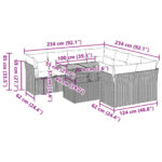 vidaXL 9-dielna záhradná jedálenská sada s vankúšmi čierna polyratan – Obrázok 11