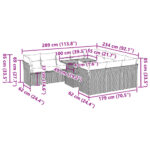 vidaXL 11-dielna záhradná sedacia súprava vankúše polyratan čierna – Obrázok 11